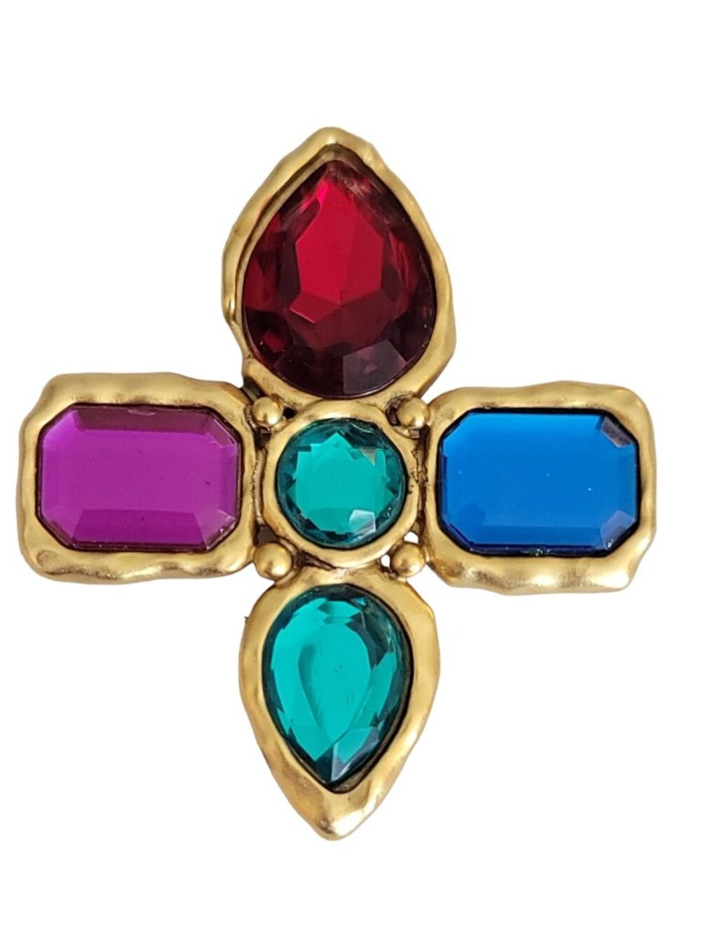 Vintage 80’s Mogul Style Lucite Maltese Cross Pin Brooch, K491